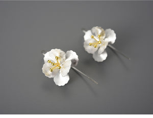 Sterling silver Cherry blossom flower earrings