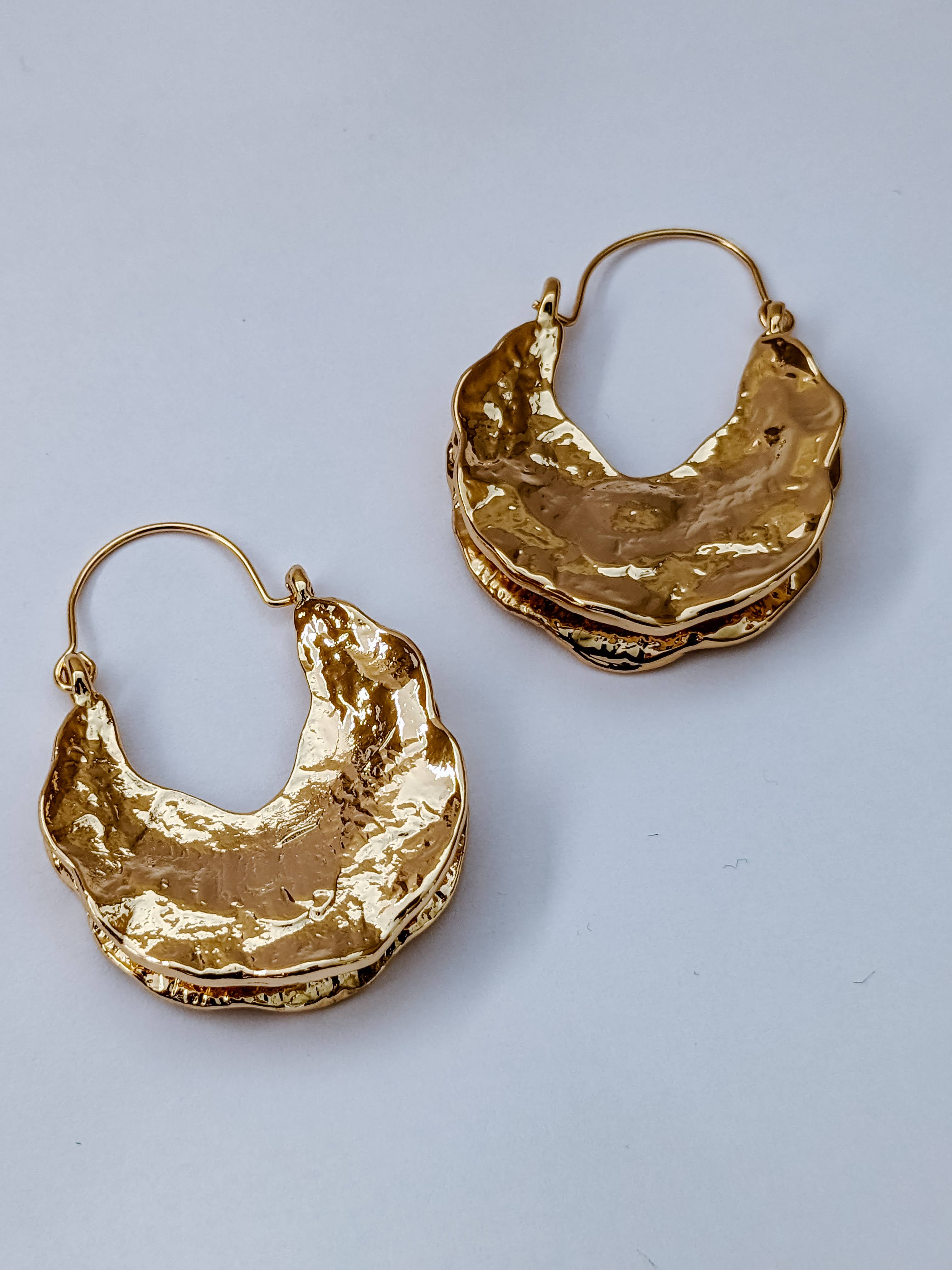 18k Gold Irregular Fulani Chunky Hoop Earrings