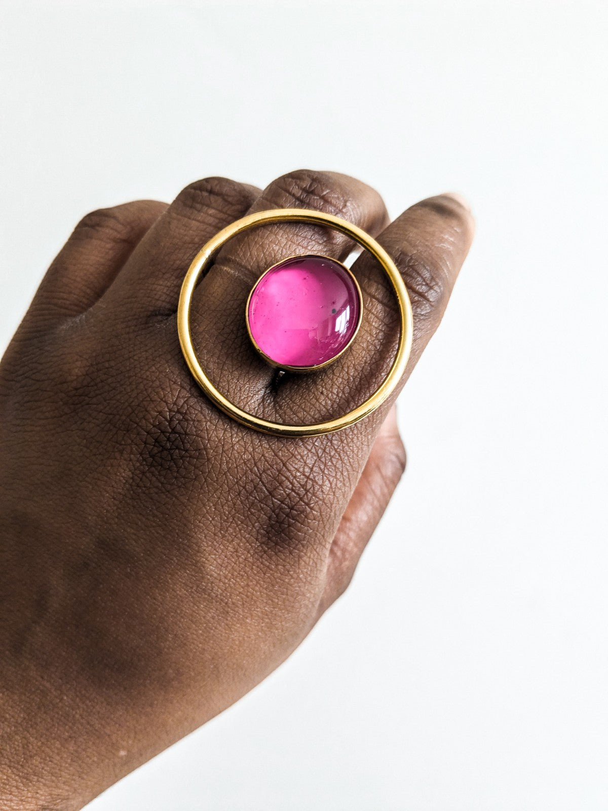 Pink double finger ring